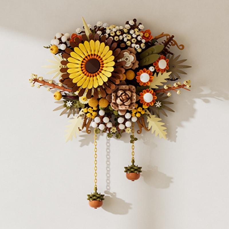 DIY Plants Art Wall Flowers Simulated Sunflower Living Room Pendant Building Blocks Model Bricks Kids Sets Toys