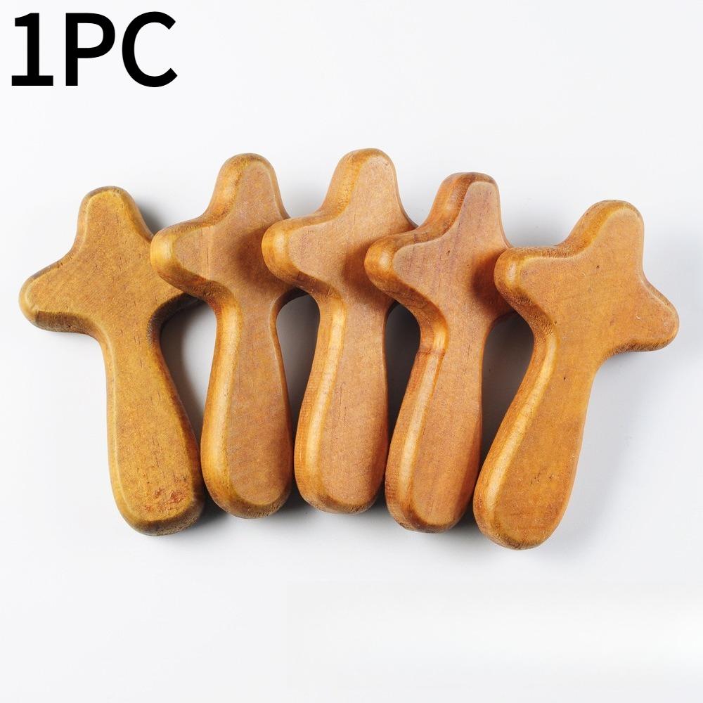1PC Wooden Cross Solid Wood Cross Wooden Crafts Decorative Handlebars Prayer Pine Cross