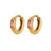 E.B.belle Dainty Cute Girl's Mini Size Hoop Earrings Square Shape 3A Zircon Stone Gold PLated Stainless Steel Huggies Earring