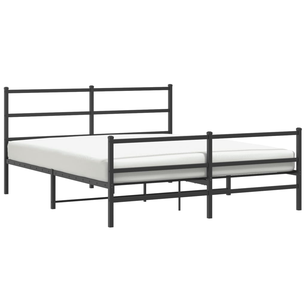 Bed Frame with Headboard and Footboard Metal Black 160x200 cm