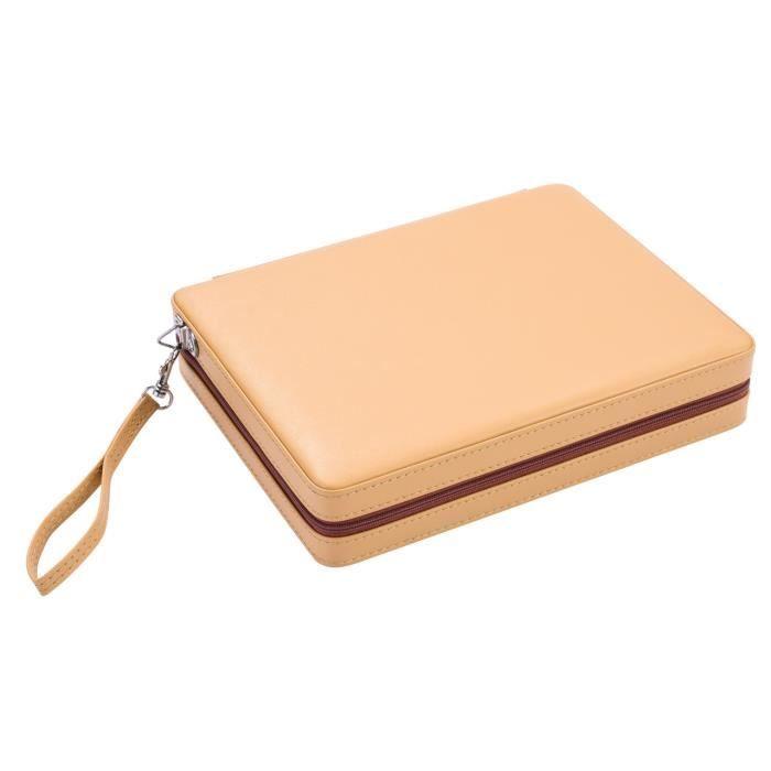 Pochette de jeu Backgammon de voyage 9" Similicuir rouge - fermeture Zip - Interieur feutré: beige/orange/noir - 250501