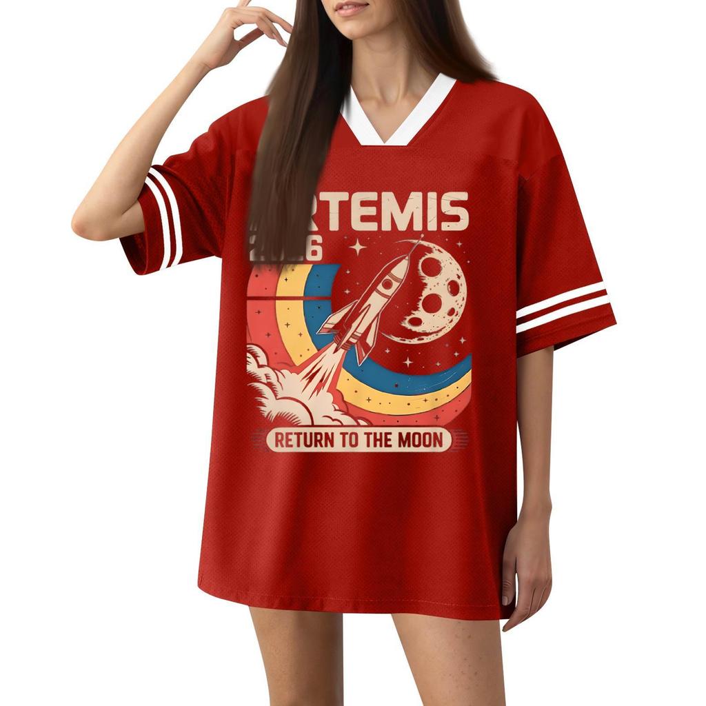 Women's Fashion Short-Sleeved V-Neck Printed Sports T-Shirt