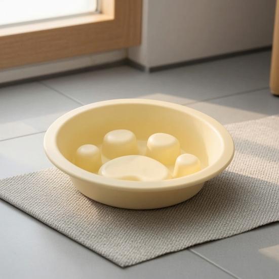 Dog Slow Feeder Bowl, Non-Slip Pet Feeding Bowl, Raised Paw Print Design, Anti-choke Pet Food Dish for Cats And Dogs