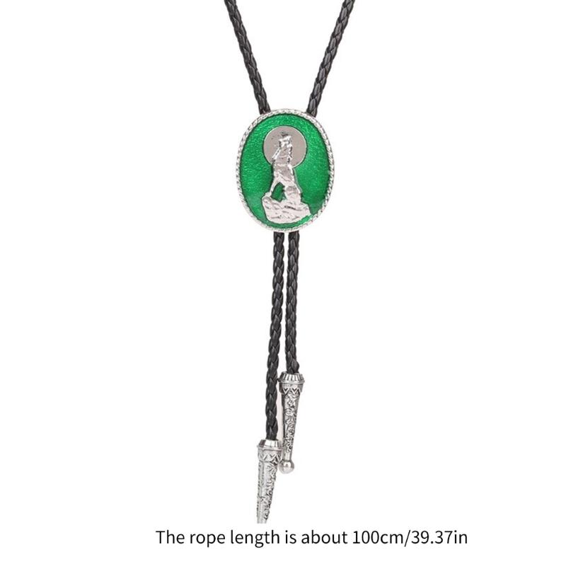 Metal Wolf Bolo Tie Wolf Necktie for Shirt Jeans Western Necklace Braided Shoestring Necktie Bolo Tie