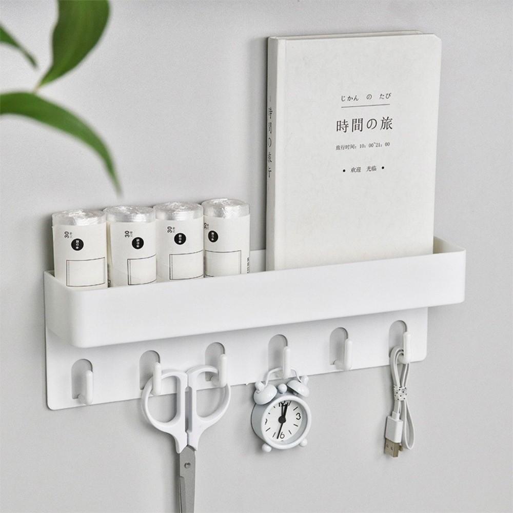 Quality with Shelf Key Holder Wall Mounted Space Saving Key Storage Rack with 6 Hooks Bathroom Storage Rack Bathroom