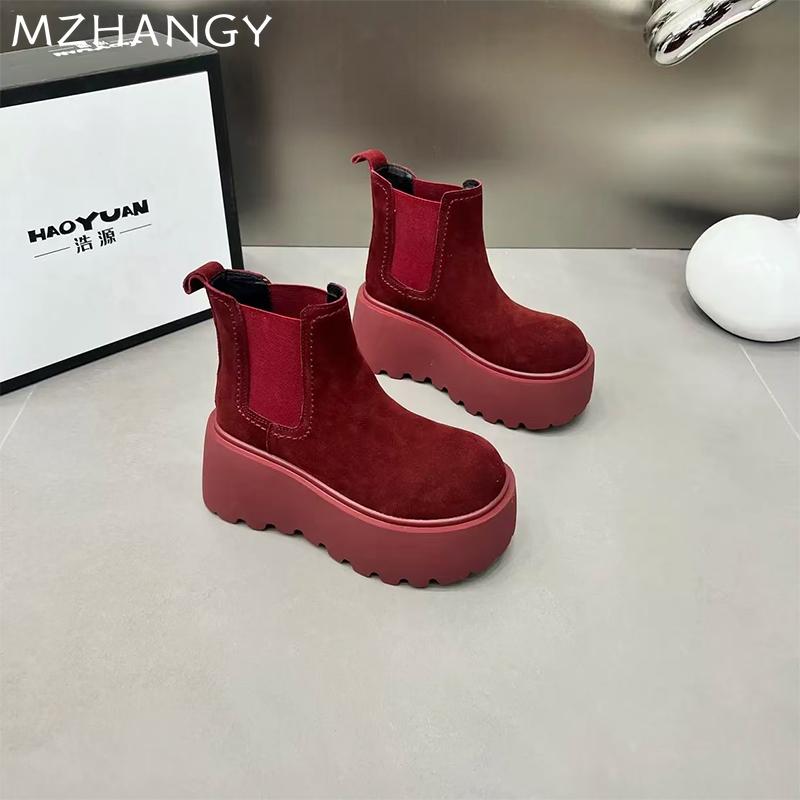Fashion Flats Platform Women Suede Snow Ankle Boots Dress Warm Fashion Casual Short Plush Boots Women 2024 Trend New Winter Botas Mujer