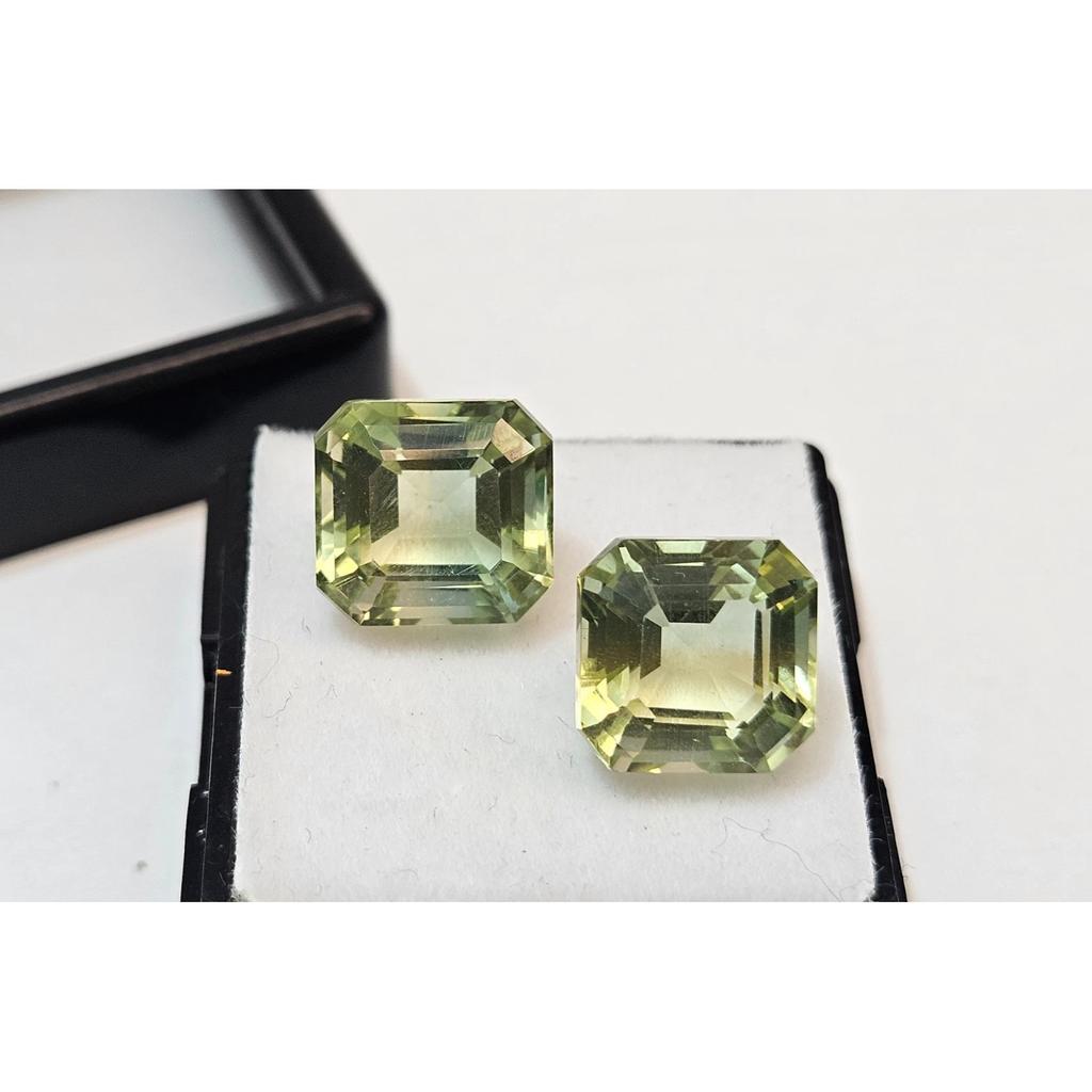 10-12 Ct Natural Tourmaline Bi-Color For Earrings Making Asscher Cut Gemstone