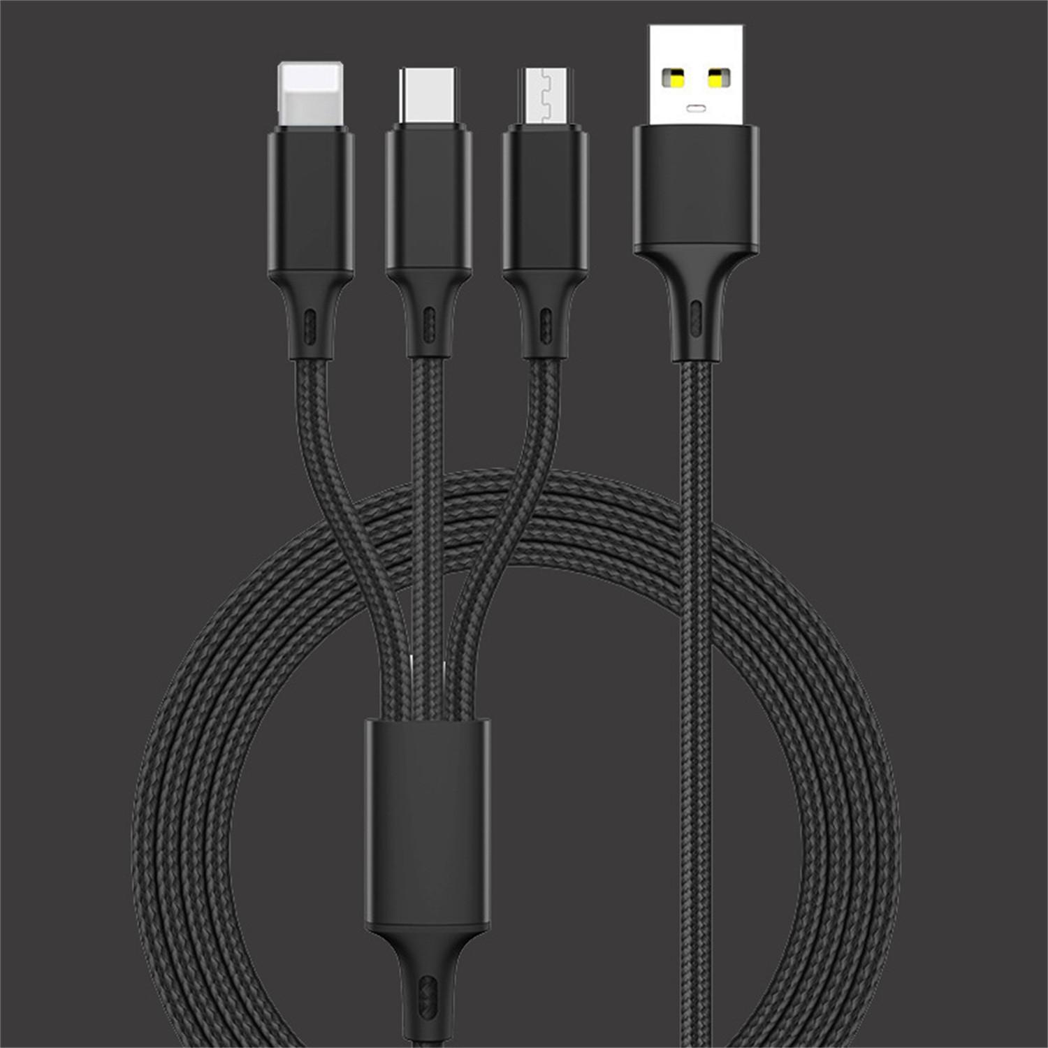 

Универсальный USB-кабель для быстрой зарядки 3 In1 Многофункциональный шнур зарядного устройства для сотового телефона 14 для S22 One Size чёрный