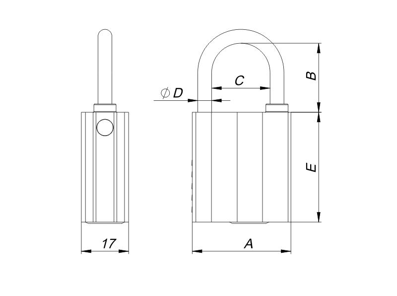 Zinc Alloy LATCH PADLOCK, LARGE KEY, EXTENDED SHACKLE - MP KLO K351