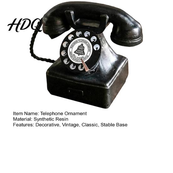 Study Room Decor Vintage Old Telephone Ornaments Mini Retro Desk Phone Classic Polished Phone Landline Resin Decorative Nostalgic Home Office