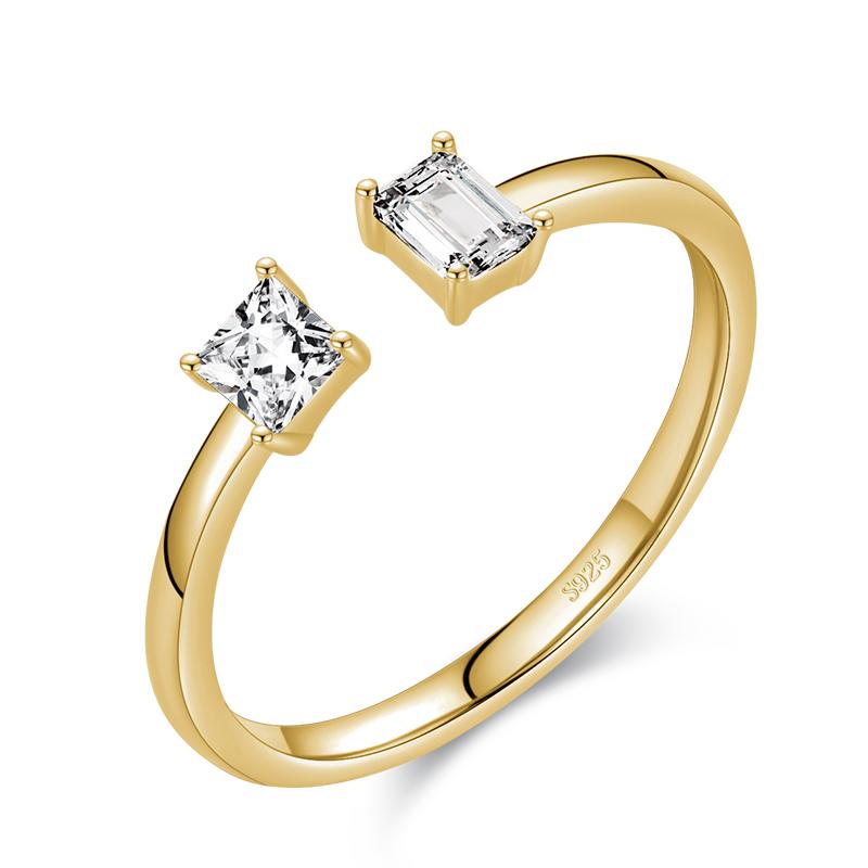 

Classic Real 925 Sterling Silver Irregular Sparkling Clear CZ Finger Ring For Women Charm Gold Color Wedding Fine Jewelry 9