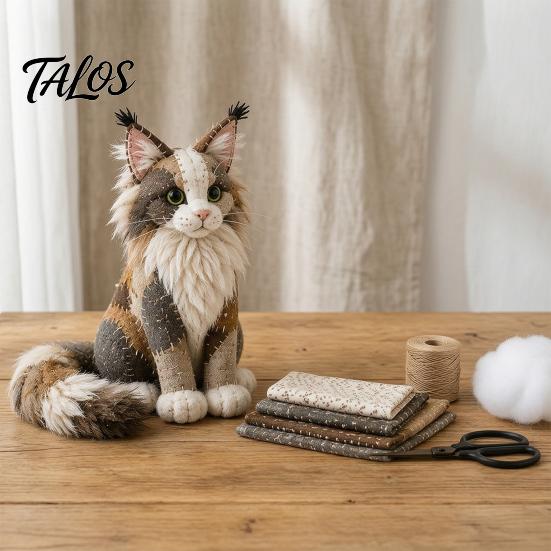 Kit de Manualidades para Adorno de Gato Patchwork DIY, Crea un Adorable Adorno, Animal 3D Costura Tela Pre-cortada Gatito Lindo para Adultos Principiantes, Decoración del Hogar