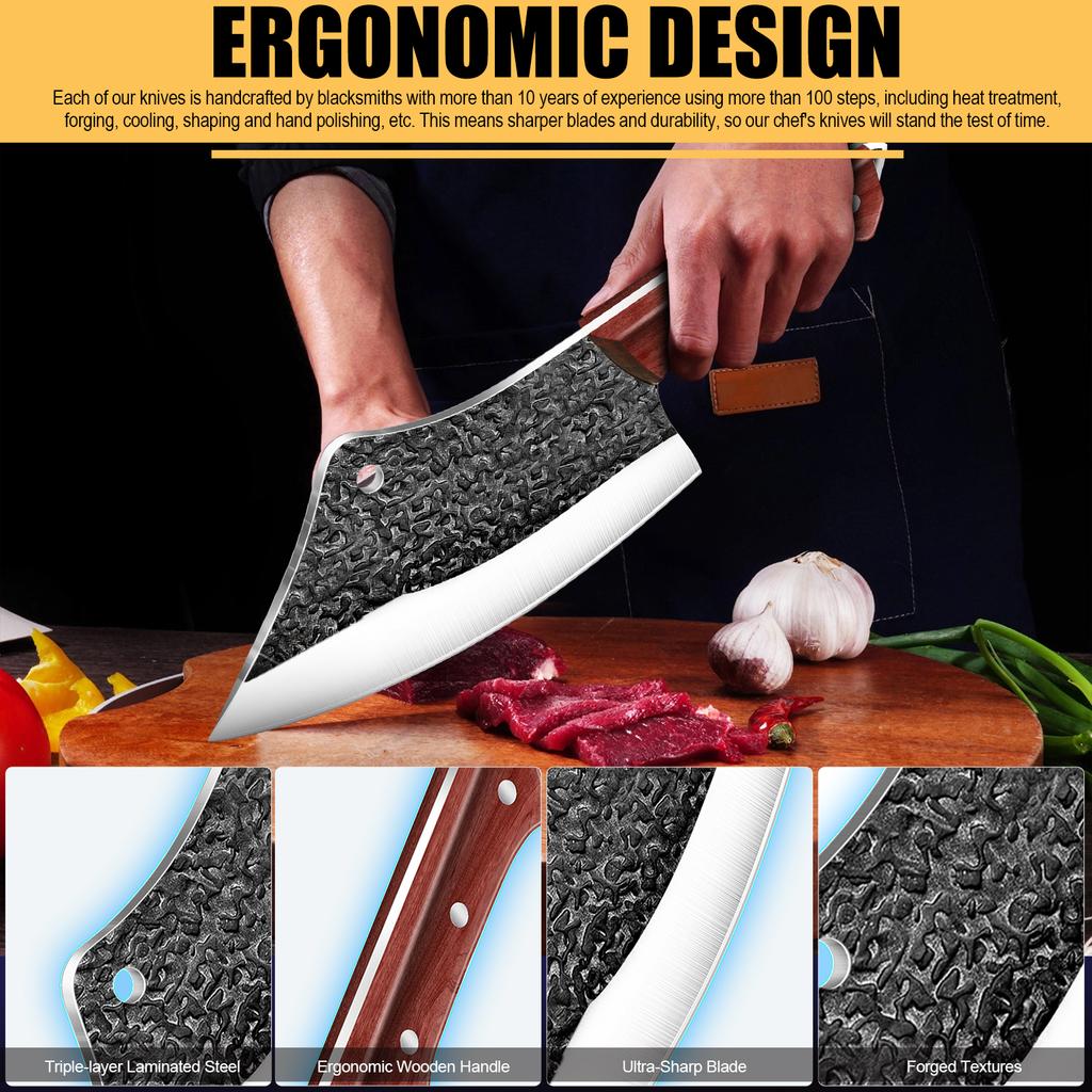 7 Inch Boning Knife Handmade Forged Stainless Steel Kitchen Cleaver Chef Butcher Knives Outdoor Slaughter Knife Tools