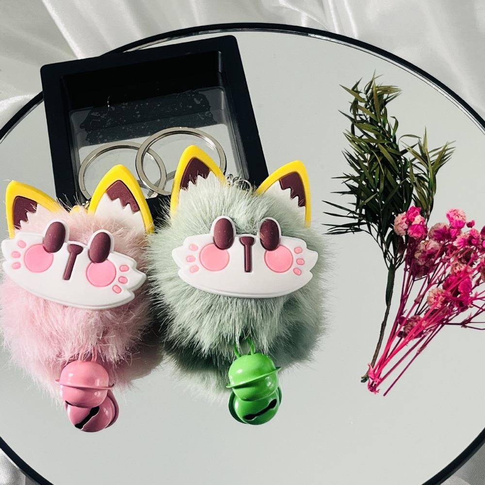 Cartoon Cute Cat Plush Ball Bell Keychain Pendant Bag Ornament Fashion Gift Girl Keyring Creative Charm Custom Car Small Lady