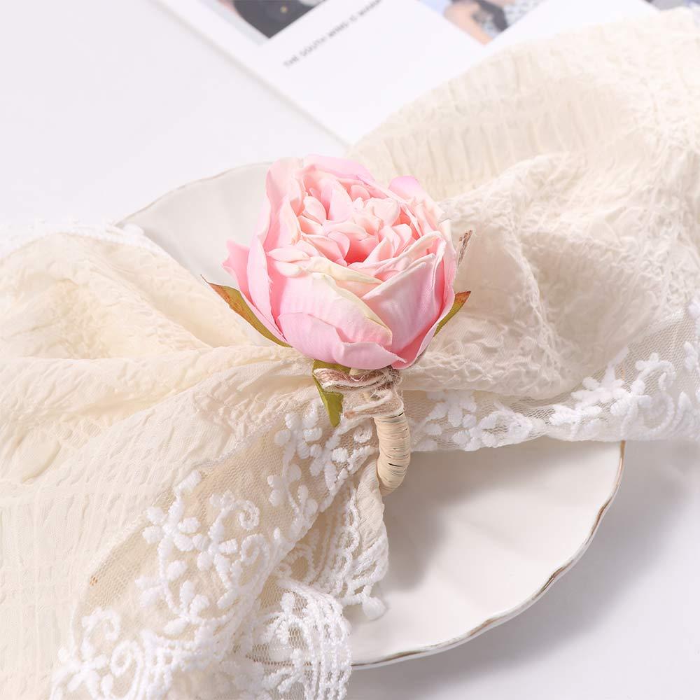 Romance Simulation Rose Napkin Rings Plastic Napkin Buckles  For Wedding Mother's Day Party