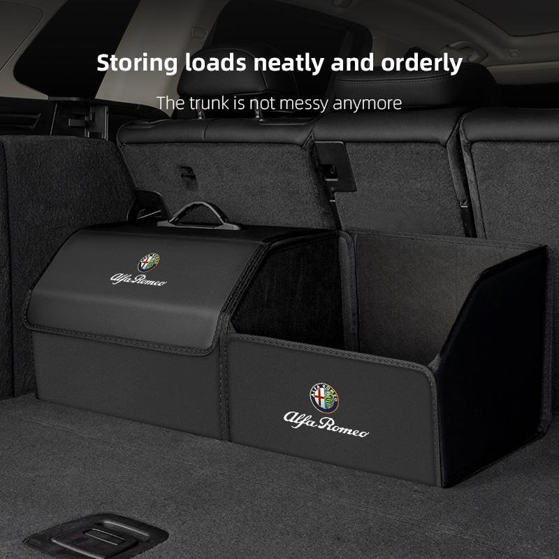 Scatola portaoggetti in pelle per bagagliaio auto Borsa organizer pieghevole per auto per Alfa Romeo Giulietta Mito 159 Giulia Stelvio 156 147 Tonale Brera GF8