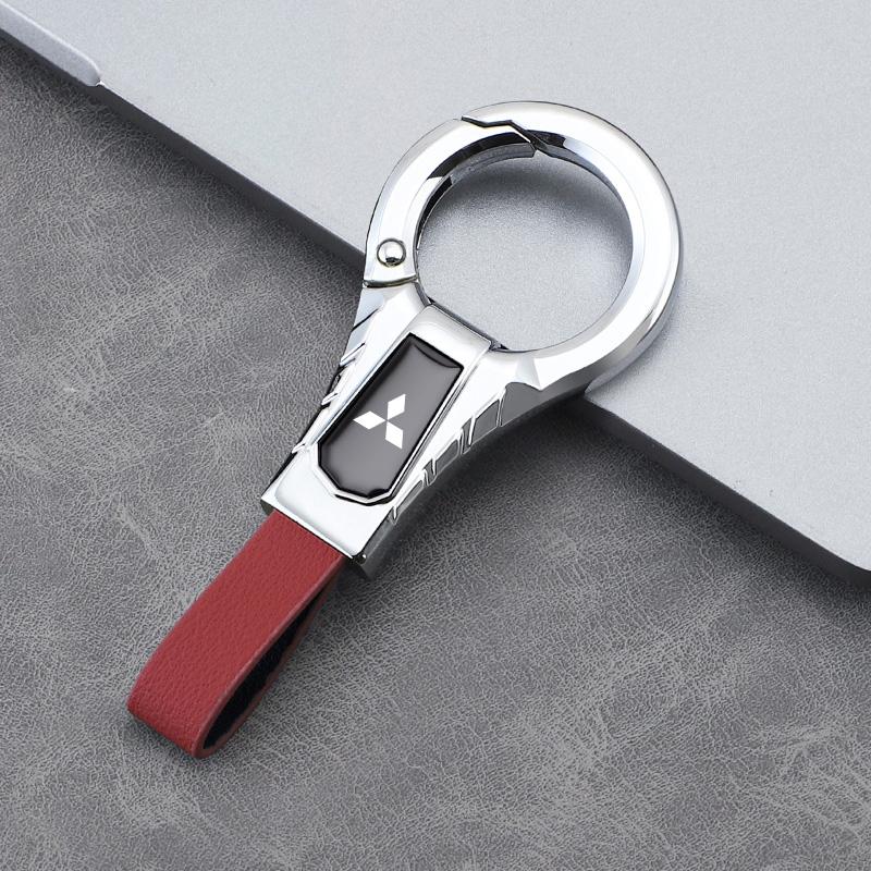 nlvc3 High-end Leather Key Chain Car Logo Keyring Auto Interiors Accessories For Mitsubishi Eclipse Outlander Pajero ASX Colt I200 Ex
