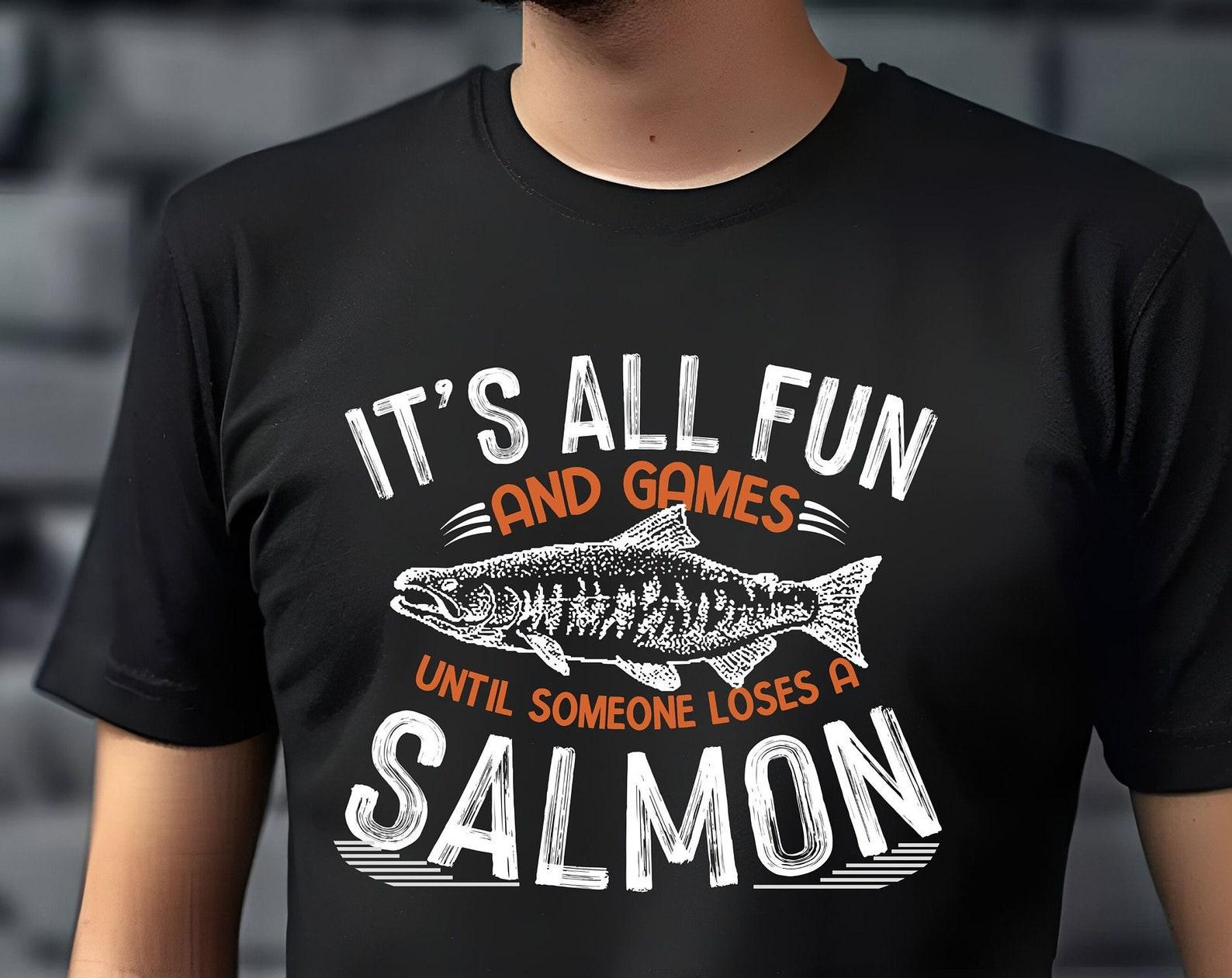 Salmon Fishing T-Shirt: Funny Fisherman Gift M