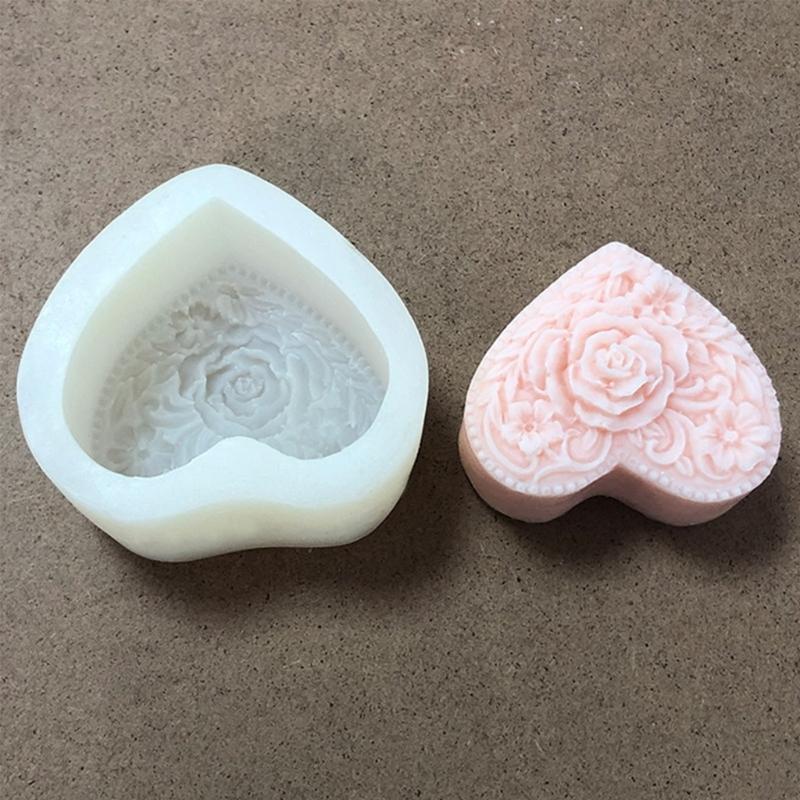 3D Love Heart Rose Silikon Flexibilní potravinářská forma Jílová pryskyřice Keramika Candy Fondant Candy Čokoláda Forma na mýdlo