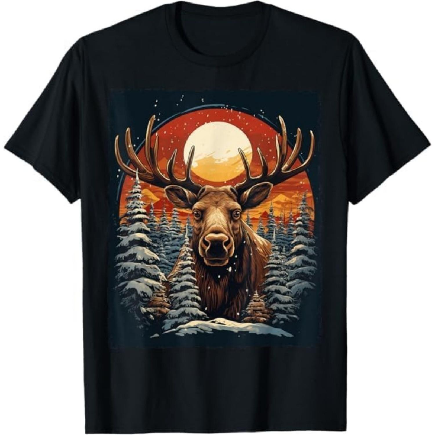 Moose Christmas T-Shirt TRU Mens Womens Tank Top Sweatshirt Hoodie Longsleeve Black S