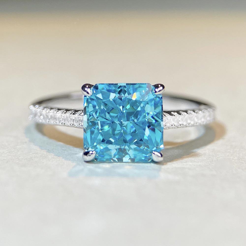 Prsten S925 Sterlingové stříbro Třešňově růžový drahokam & Vysoce uhlíkový diamant Ledový květinový výbrus