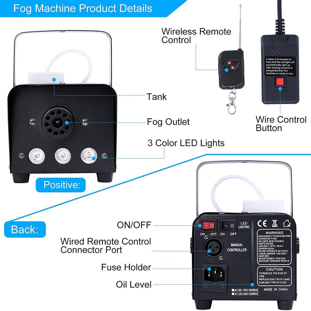 500W Stage Portable LED Full Color Smoke Machine Bar Wedding KTV Fog Maker