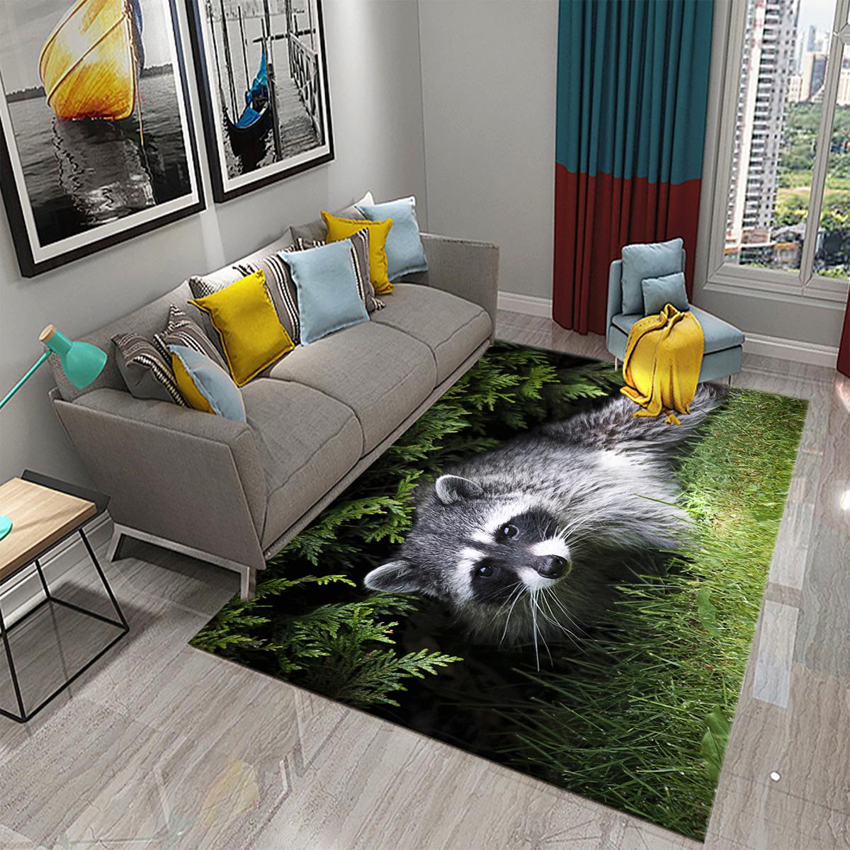 

Нескользящий коврик для входа в ванную комнату, балкон, кухня, ковер для спальни, милый ковер с изображением енота, милый ковер с животными 100x150cm