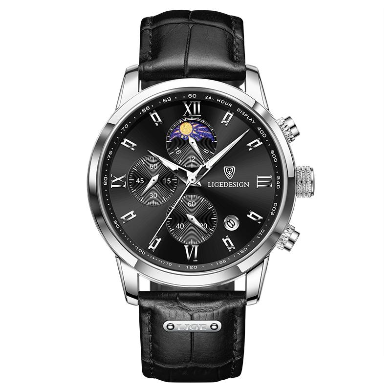 Casual Men Watch Luxury Leather Waterproof Sport Quartz Wristwatch Chronograph Military Watch for Men Relogio Masculino