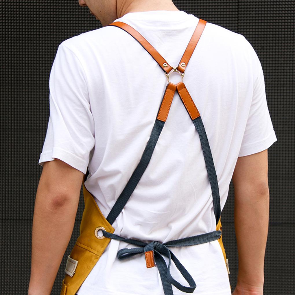 Work Apron Woodworking Mechanician Canvas Workshop Bib with Pockets Outdoor Painting Bar Washable Protective Aprons Bibs