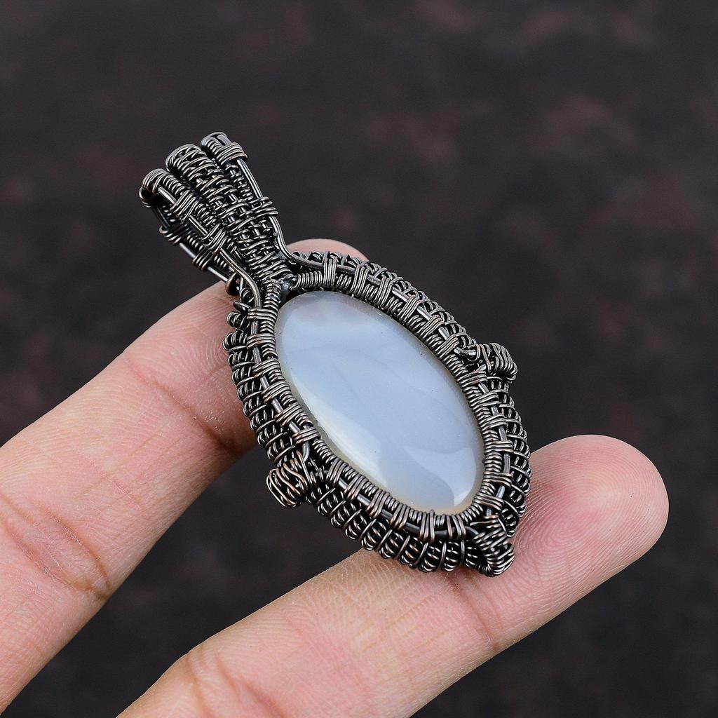 Botswana Agate Pendant Copper Wire Wrapped Pendant Original Gemstone Jewelry Handmade Wire Pendant Beautiful Copper Jewelry Pendant For Gift