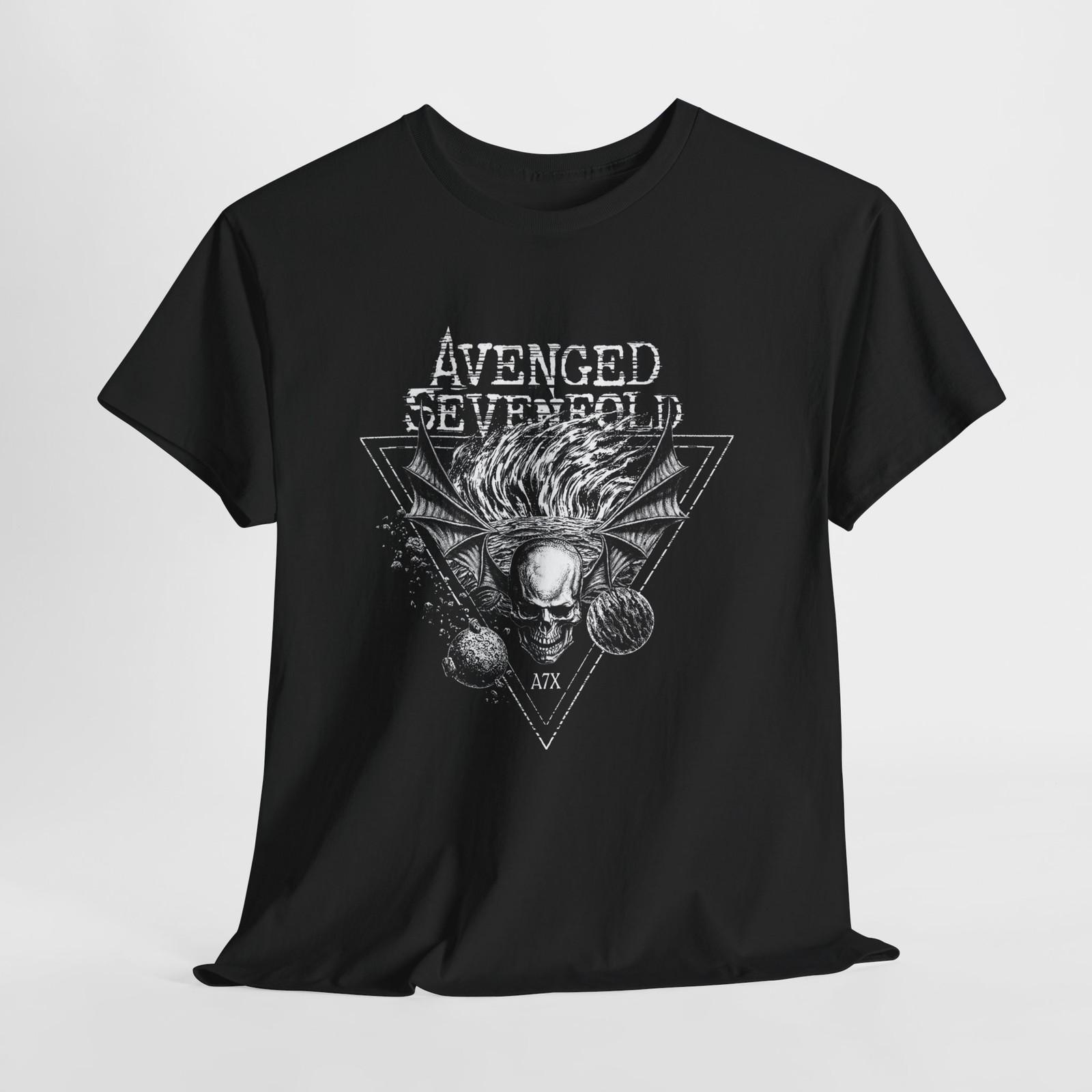 Avenged Sevenfold Skull Triangle Graphic T-Shirt | Rock Band Tee S