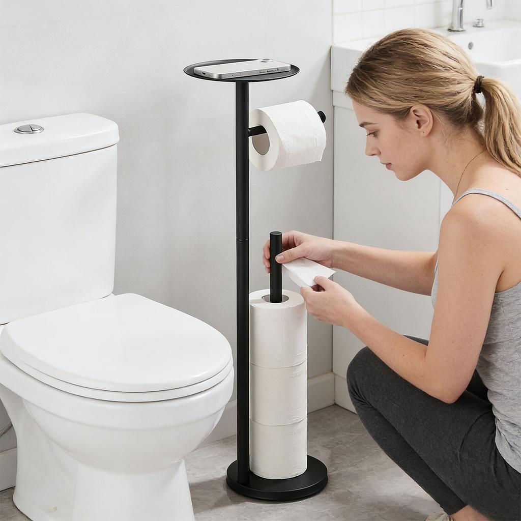 Corrosion Resistant Tissue Dispenser For Bathroom Wall Mount Includes Additional Storage Rod