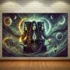 Triple Moon Goddess Wall Tapestry Witchcraft Art Decor Mystical Woman Symbol Fantasy Home Interior Style