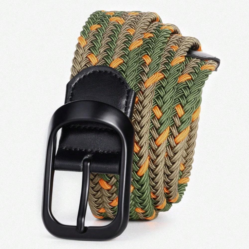 Men's Elastic Woven Belt, Non-porous Elastic Belt, Casual Buckle Belt