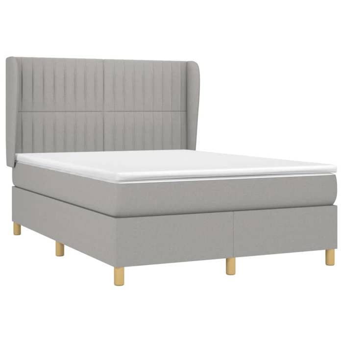VidaXL Divan Bed with Mattress Light Grey 140x200cm Fabric - Model 3128685