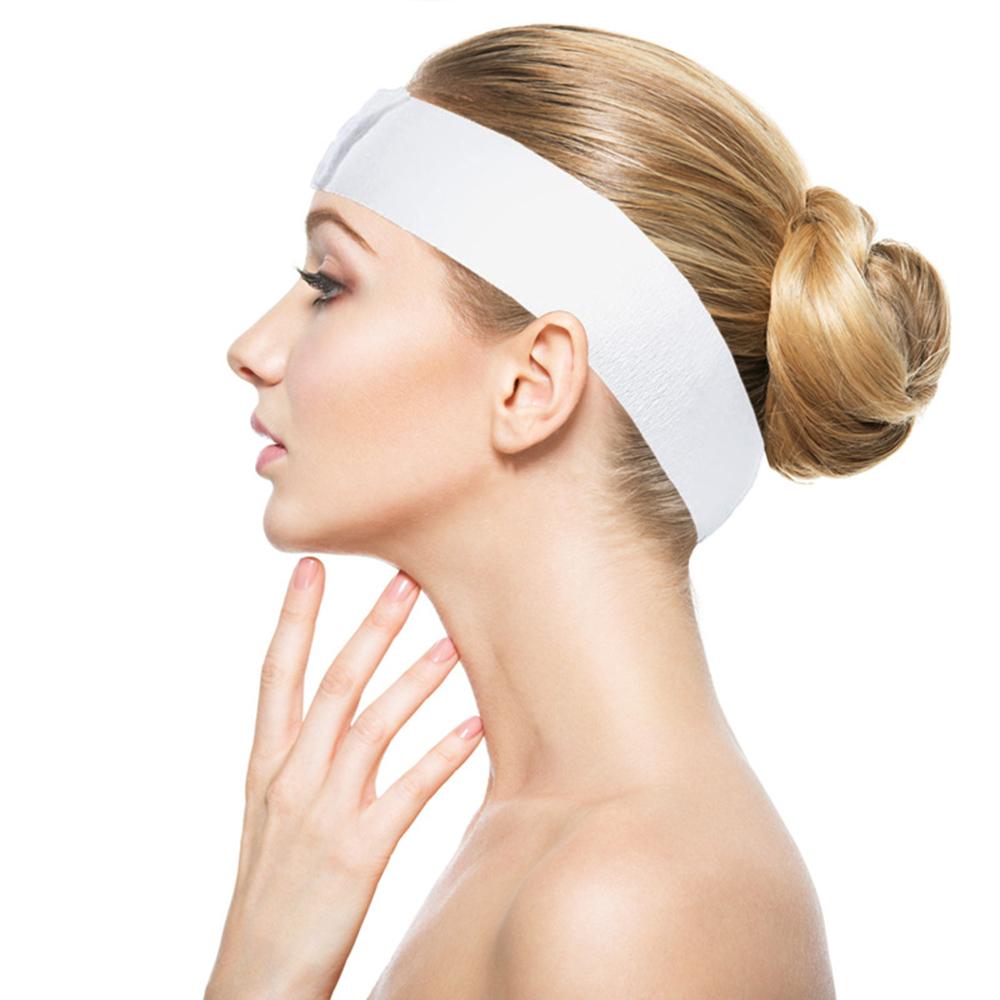 50 Pieces Disposable Spa Facial Headbands Stretch Non-Woven Soft Skin Care Hair Band with Convenient Closure for Women Girls
