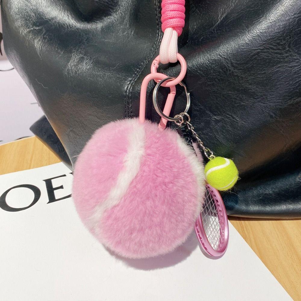 Backpack Hanging Tennis Ball Plush Pendant Plush Plush Tennis Keychain  Creative Gift