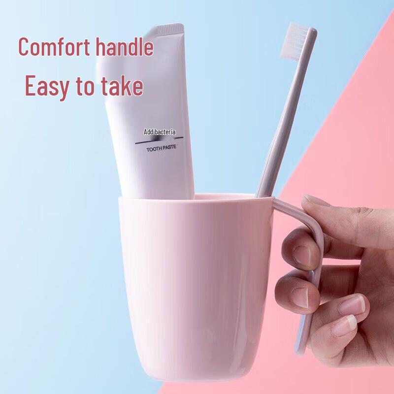 Durable Plastic Mouthwash & Toothbrush Cup Set