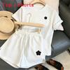 Summer Girl Casual Set With Print T Shirt And Shorts For Daily Wear