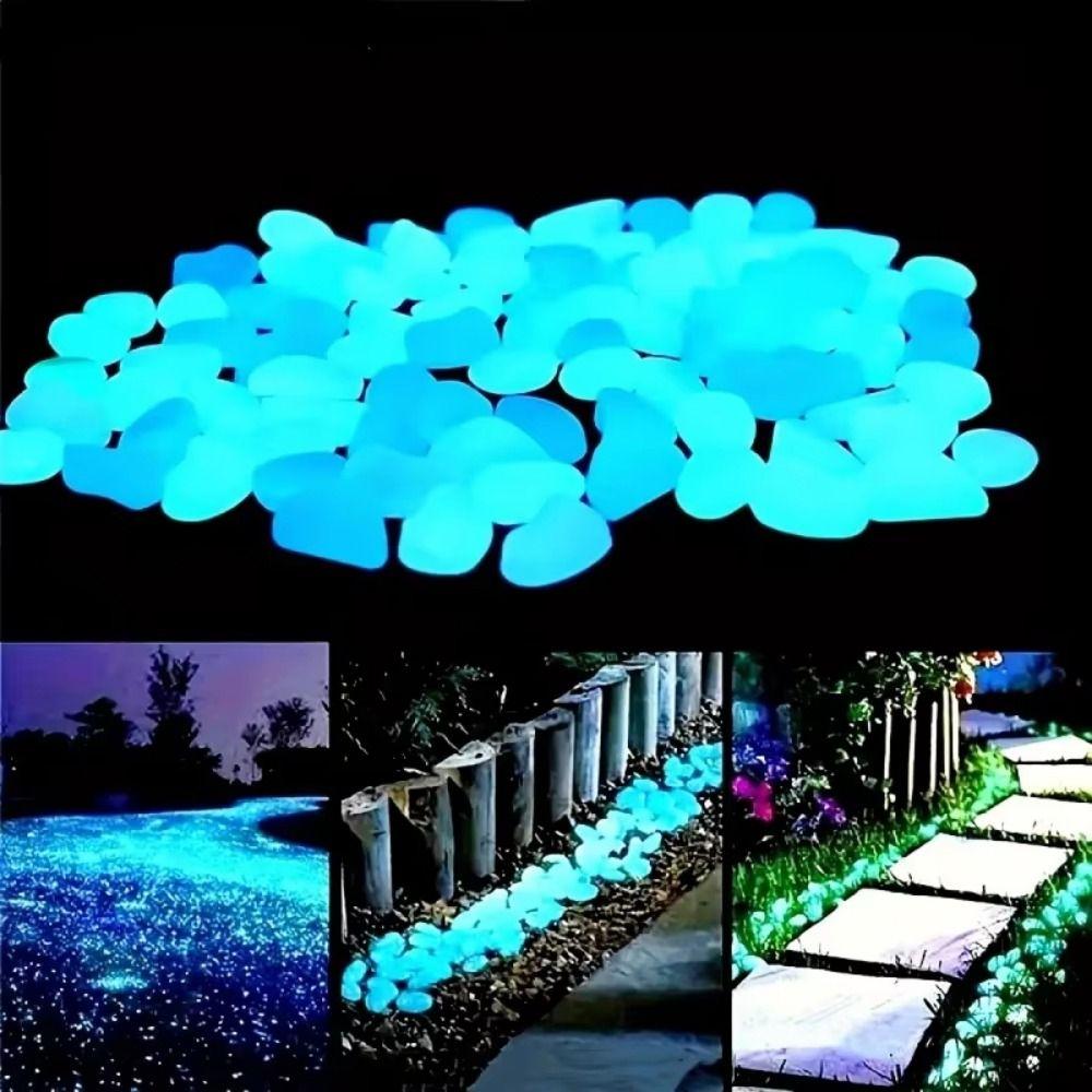 600Pcs Mini Glow in The Dark Pebble Resin Colorful Aquarium Decoration Stone Glowing Effect Decorative Garden Glow Pebbles Lawn