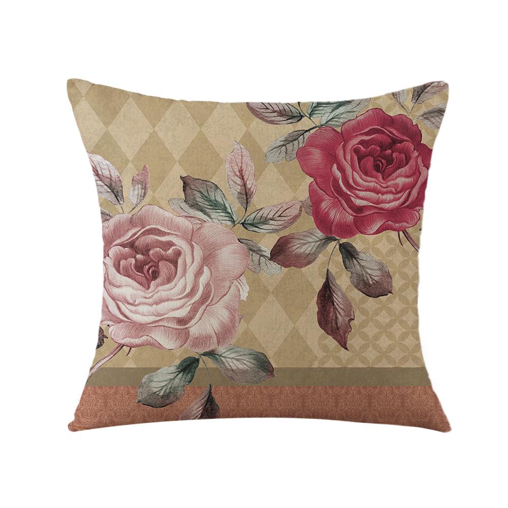Pillow New Retro Flower Bedside Pillow Sofa Living Room Pillow Square Printed Pillow Case