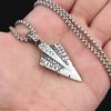 Men's Personality Titanium Steel Necklace Stainless Steel Viking Arrow Double Sided Pendant Sweater Chain