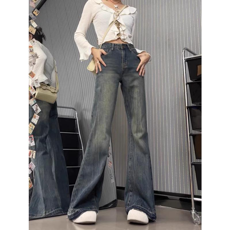 

Women s 2024 Autumn Retro High-Waist Wide-Leg Flare Jeans XL