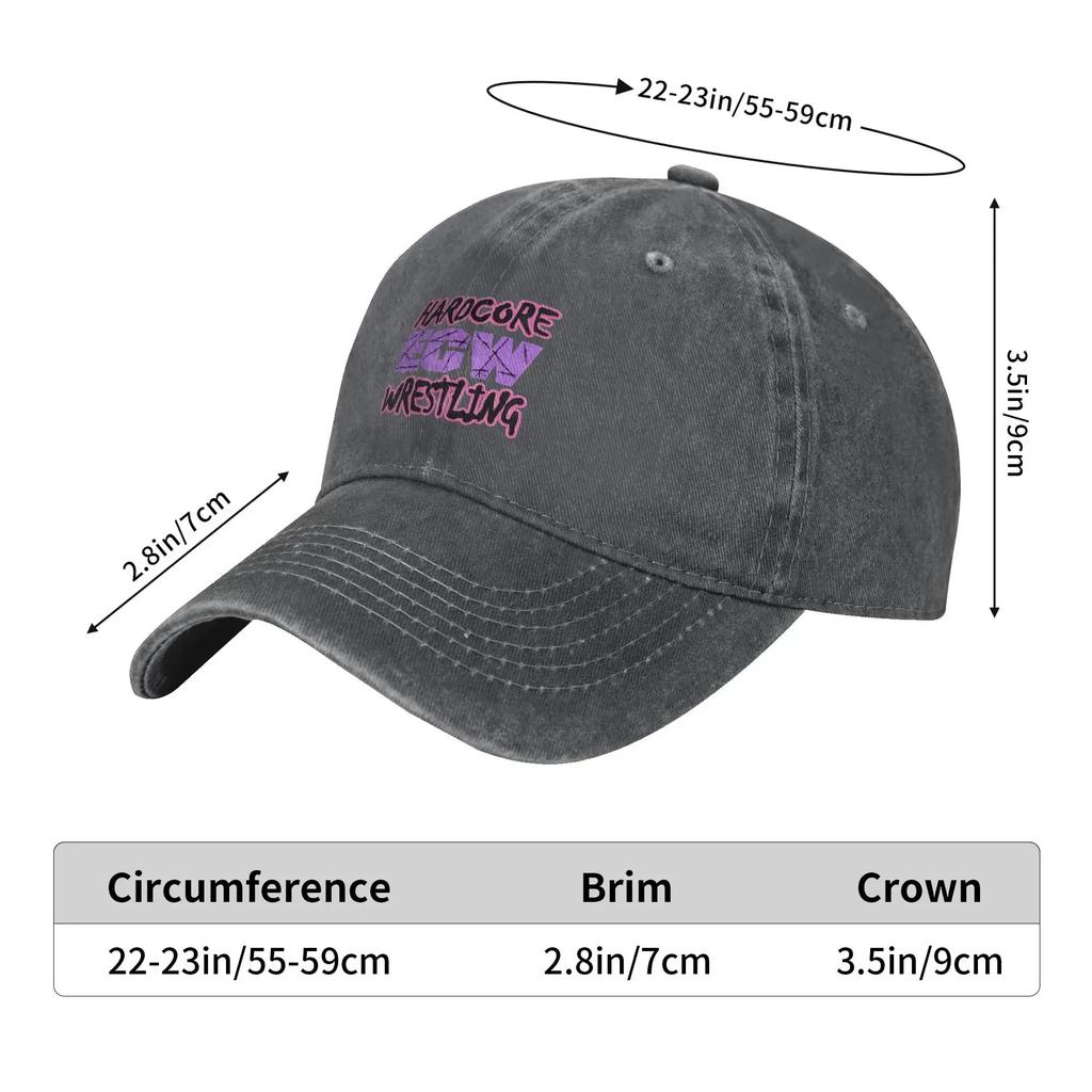 Ecw Hardcore Wrestling Washed Baseball Cap  y2k Cool Sun Trucker Hat Spring Female Male Kpop Rock Baseball Caps
