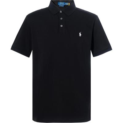 Polo Koszulka Polo Jednokolorowa Krój Slim Fit Męskie topy Czarny 710541705-007