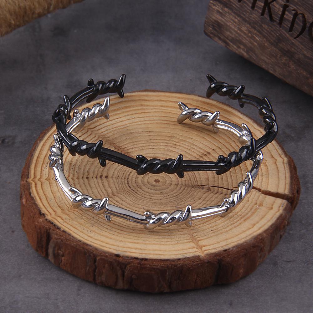 Fashion Vintage Twisted Knotted Twisted Thorn Opening Bracelet Stainless Steel Simple Design Trendy Party Jewelry Gift