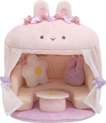 Sumikkogurashi Koleksiyonu Gizemli Tavşan Bahçesi Sahneli Peluş Oyuncak MY99401 Pembe Mor Beyaz Sarı