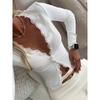 Fall Winter New Women's V-Neck Lace Splicing Cardigan Long Sleeve T-Shirt Casual Elegant Top European American Style