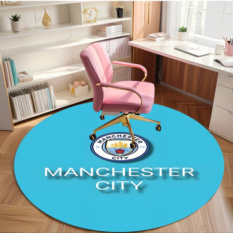 Manchester City FC Print Ronde Vloerkleed, Wasbaar Vloerkleed, Voor Entree Slaapzaal Wasruimte Kantoor Studiekamer, Woondecoratie Verjaardag Kerstcadeau