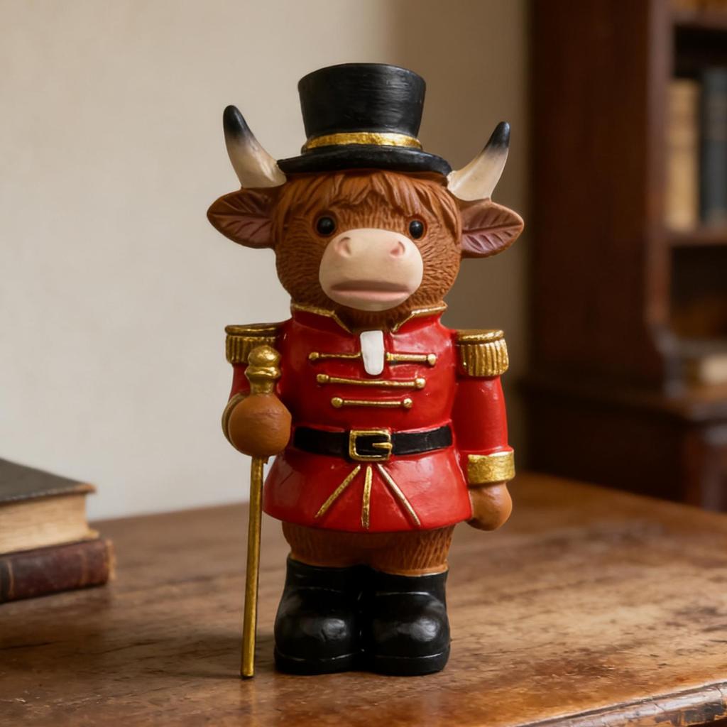 Nutcracker Christmas Decor Funny Resin Nutcracker Cow Small Figurines Soldier Animal Decor for Home Living Room Table Shelf